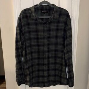 PacSun Black and Gray Plaid Casual Button Down Shirt
